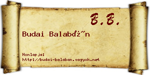 Budai Balabán névjegykártya